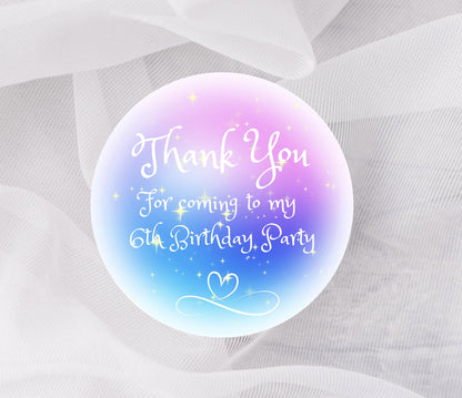 Thank You Party Stickers, Rainbow Thank You Labels, Goodie Bag Stickers, Custom Name Stickers, Gloss or Matte Finish, 5 Sizes