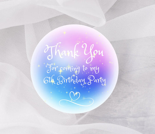 Thank You Party Stickers, Rainbow Thank You Labels, Goodie Bag Stickers, Custom Name Stickers, Gloss or Matte Finish, 5 Sizes