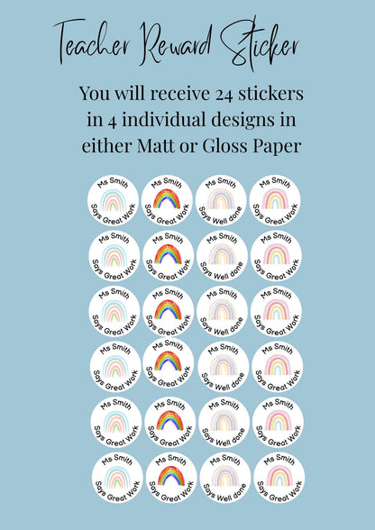 Well done stickers, personalised teacher stickers, merit stickers, teacher name, personalised stickers, merit sticker, sticker sheet