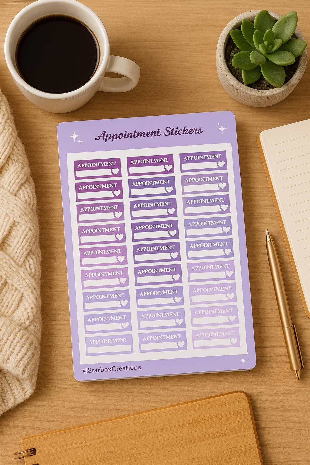 Blank Appointment Reminder Planner Stickers, Functional Label Stickers for Journals, Calendars, Bullet Journals & Daily Planners