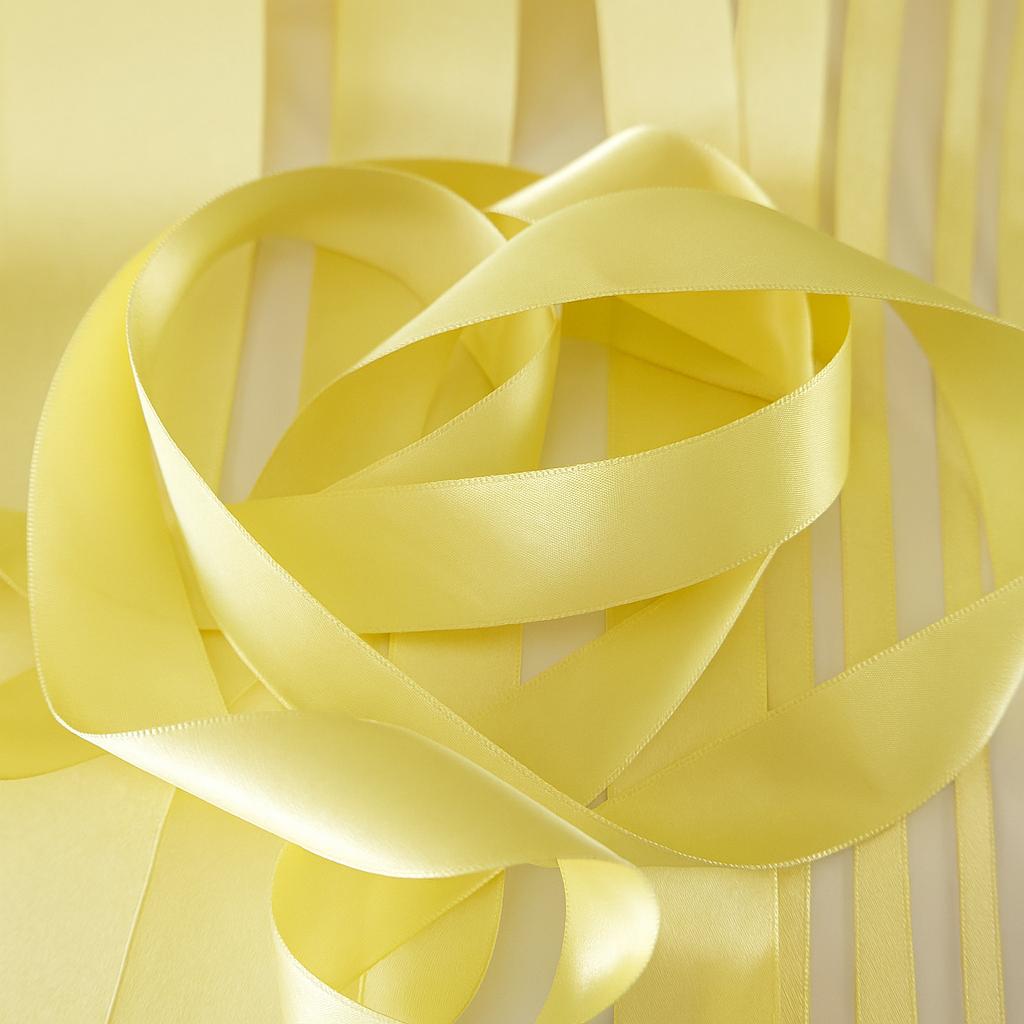 Pale lemon double sided satin ribbon,  Beresford's no 5  trim for weddings, anniversary gifts - 7 widths in 5 metre lengths,