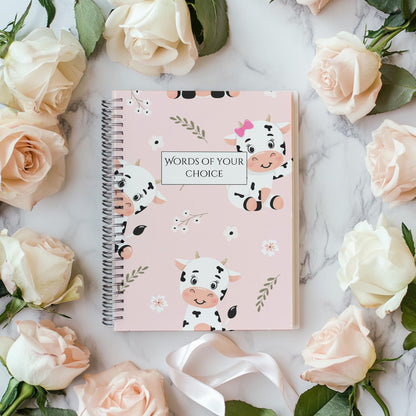 Cow Spiral Notebook A4  or A5, Kawaii Farm Animal Journal, Pastel Pink Dairy Cow Notebook, Christmas Gift,| School & Office Stationery