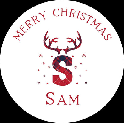 Personalized Christmas Stickers: Stag Design, Custom Name Xmas Seals