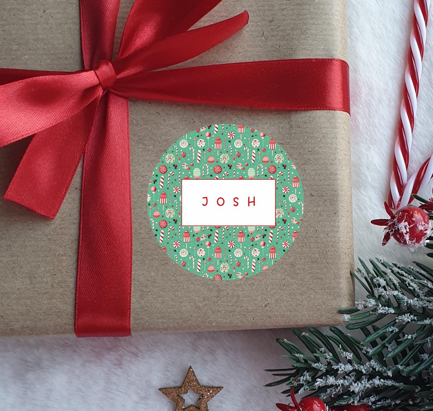 Candy cane Stickers, Christmas Label, Christmas Gift Labels, personalised Stickers, Envelope Seals, personalised Christmas Stickers, 5 sizes