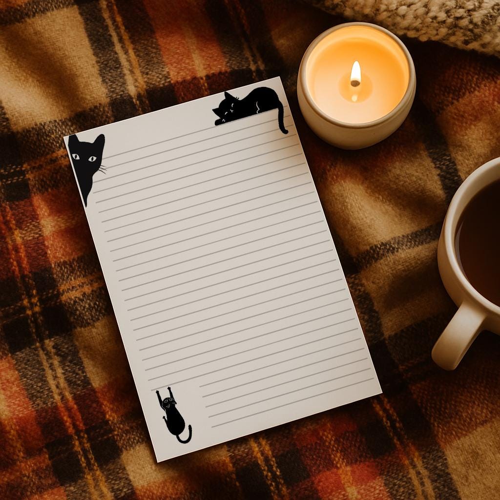 Cat Writing Paper A4 A5, 100gsm FSC,  Lined Stationery Letter Paper, Floral Note Paper for Journaling & Letters