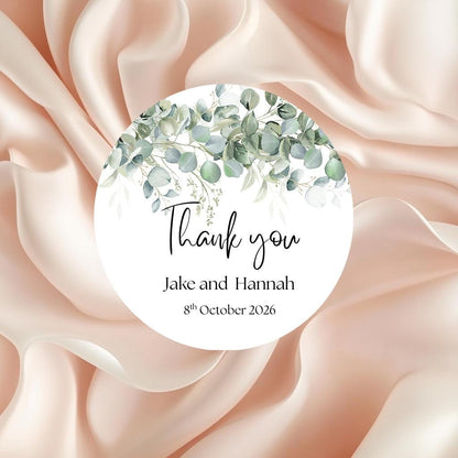 Eucalyptus Wedding Stickers: Personalized Thank You Favor Labels