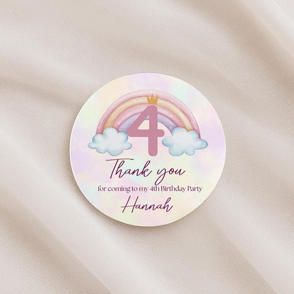 Rainbow Age Sticker,  Party Stickers, Thank you for coming to my Party,  5 Sizes