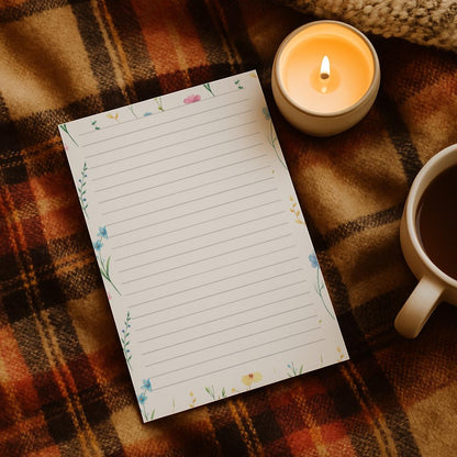 Wildflower Writing Paper A4 A5, 100gsm FSC,  Lined Stationery Letter Paper, Floral Note Paper for Journaling & Letters