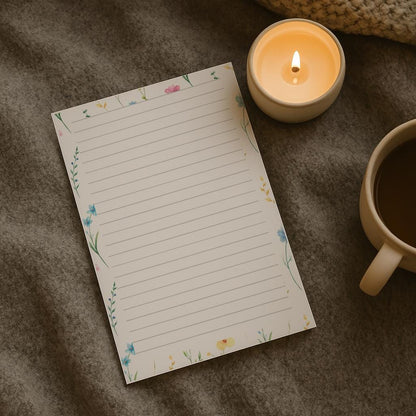 Wildflower Writing Paper A4 A5, 100gsm FSC,  Lined Stationery Letter Paper, Floral Note Paper for Journaling & Letters