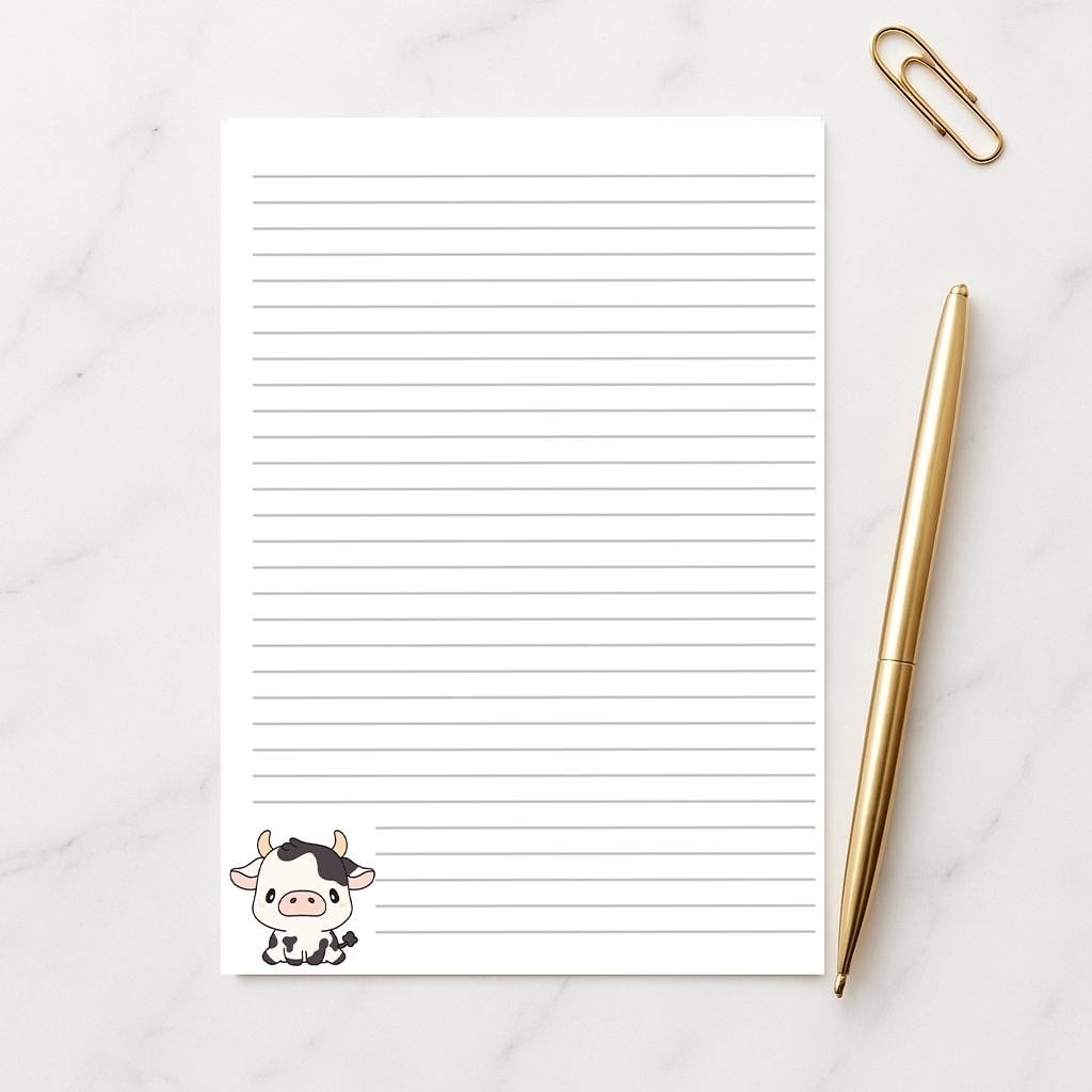 Highland cow Writing Paper A4 A5, 100gsm FSC,  Lined Stationery Letter Paper, Floral Note Paper for Journaling & Letters