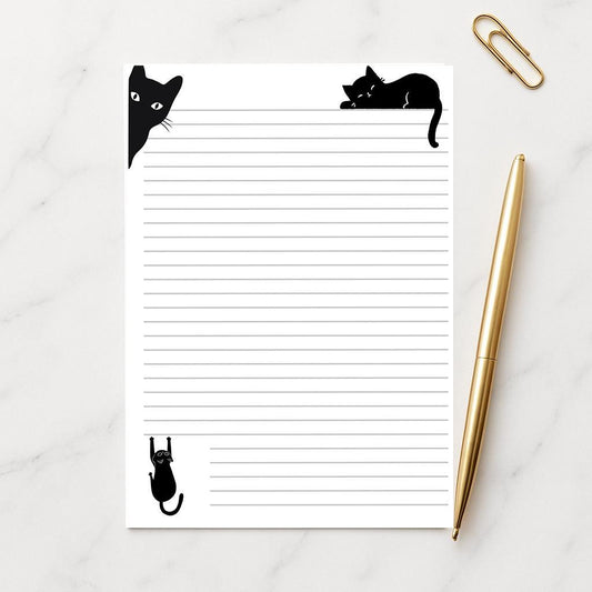 Cat Writing Paper A4 A5, 100gsm FSC,  Lined Stationery Letter Paper, Floral Note Paper for Journaling & Letters
