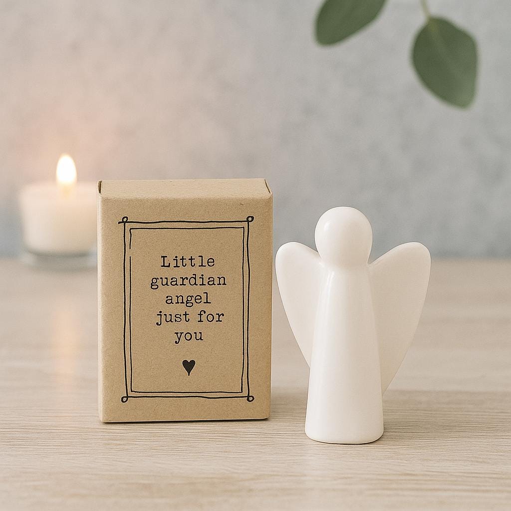 Little Guardian Angel Figurine, Ceramic Keepsake Gift, Minimalist Decor, Pocket Angel, just for you