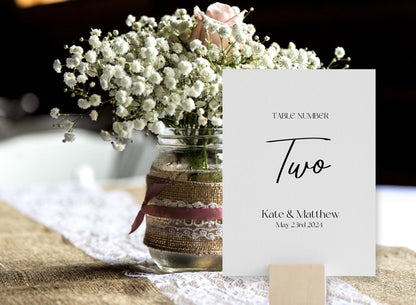 Wedding Table Numbers A5, Elegant Wedding Table Signs, Personalised Table Name Cards, Wedding Reception Decor, Classic Wedding Signage