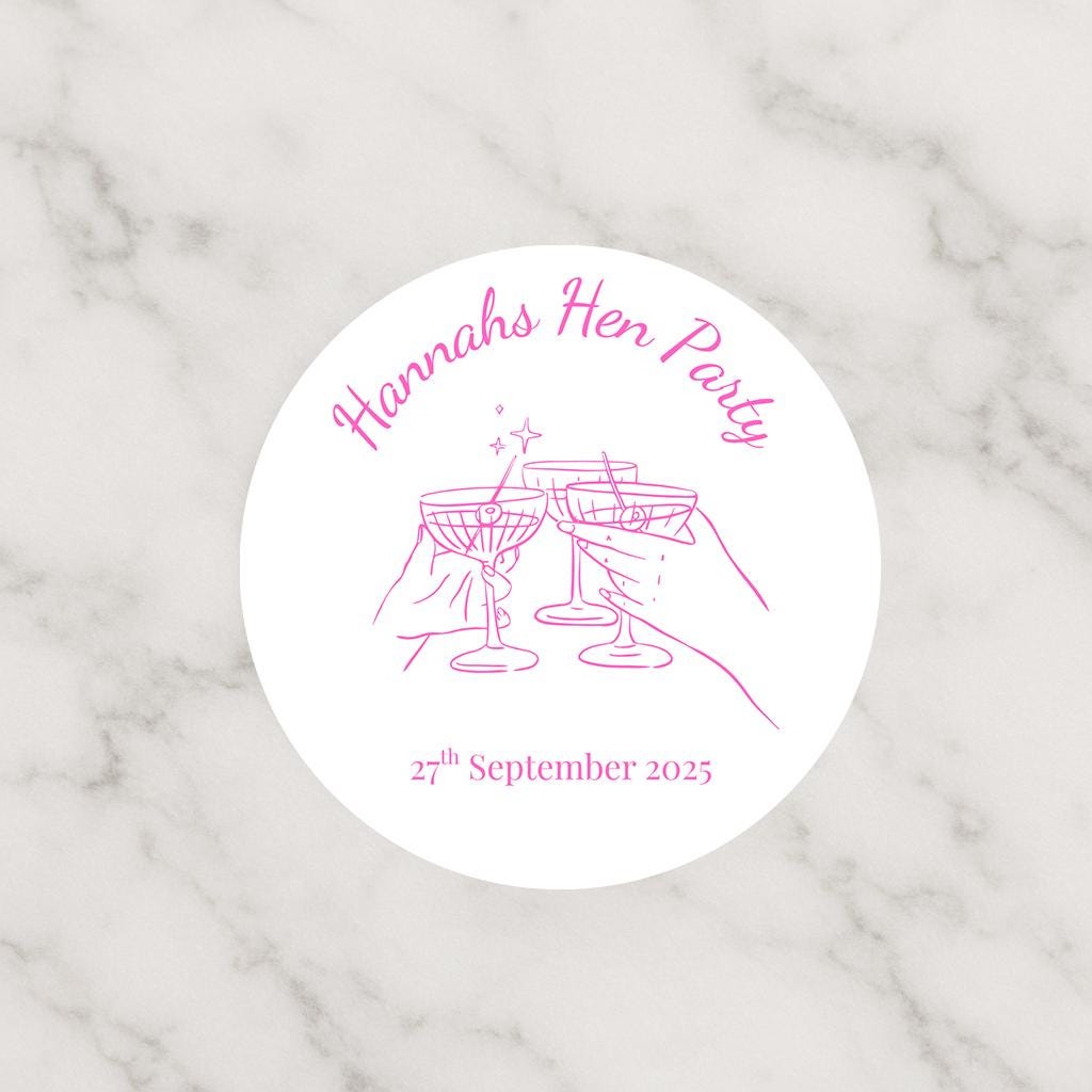 Personalised Hen Party Favour Stickers, Custom Bachelorette Labels