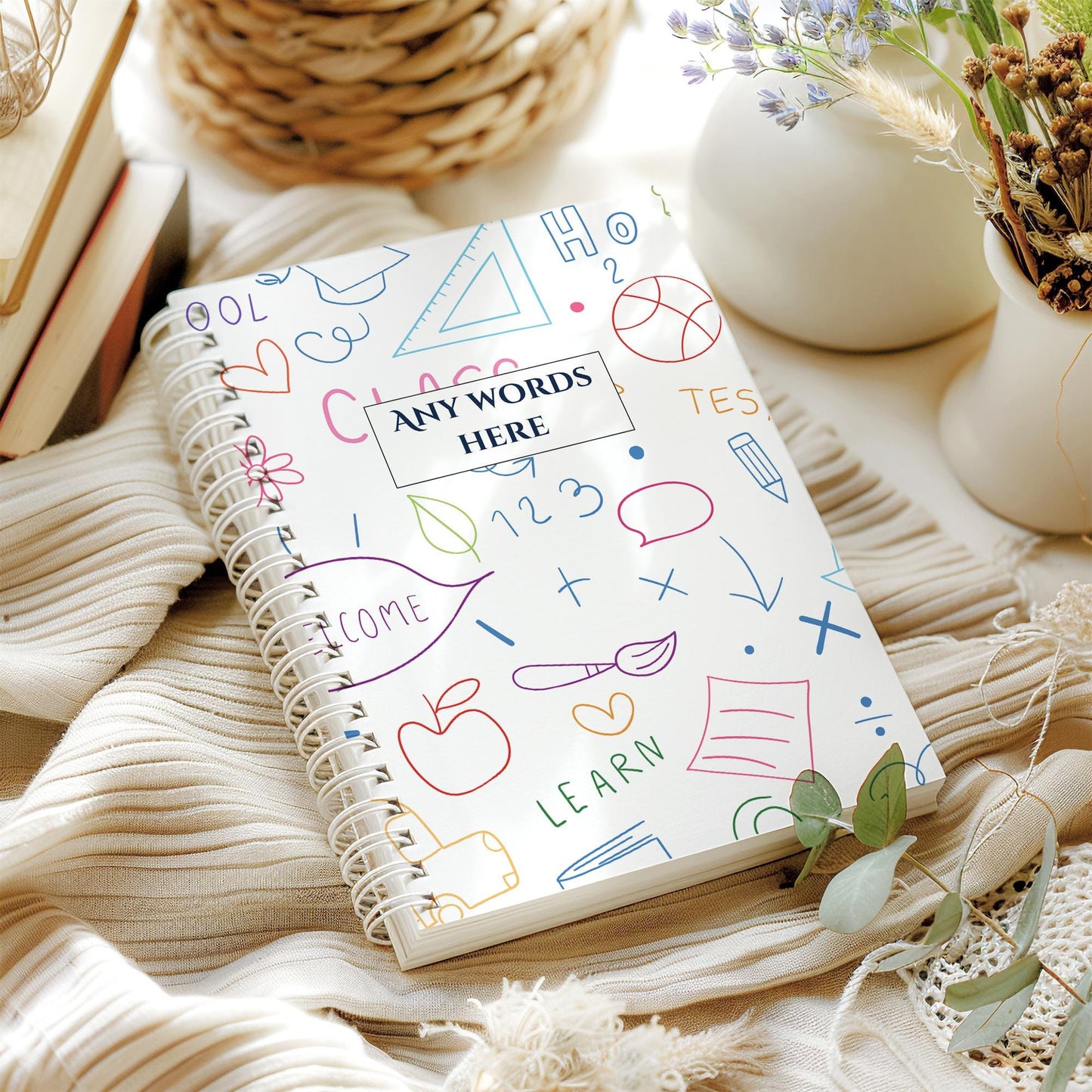 Personalised Notebook,  Notepad Wire bound Soft backed, Teachers Notebook,