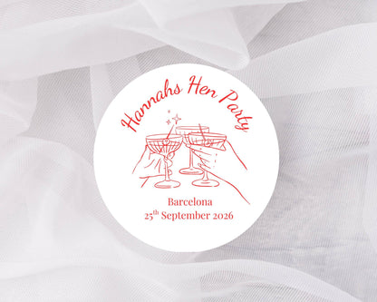 Personalised Hen Party Favour Stickers, Custom Bachelorette Labels