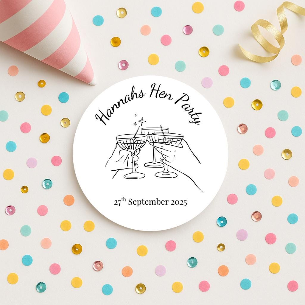 Personalised Hen Party Favour Stickers, Custom Bachelorette Labels