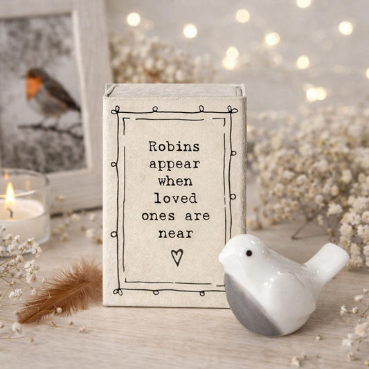 Robin  Figurine, Ceramic Keepsake Gift, Minimalist Decor, when loved ones are near