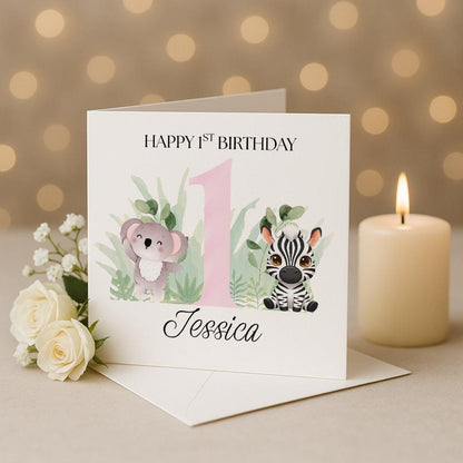 1st Birthday Card personalised, daughter, granddaughter