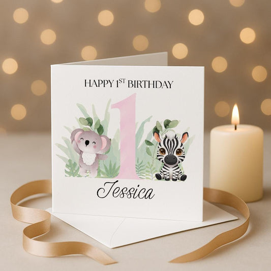 1st Birthday Card personalised, daughter, granddaughter