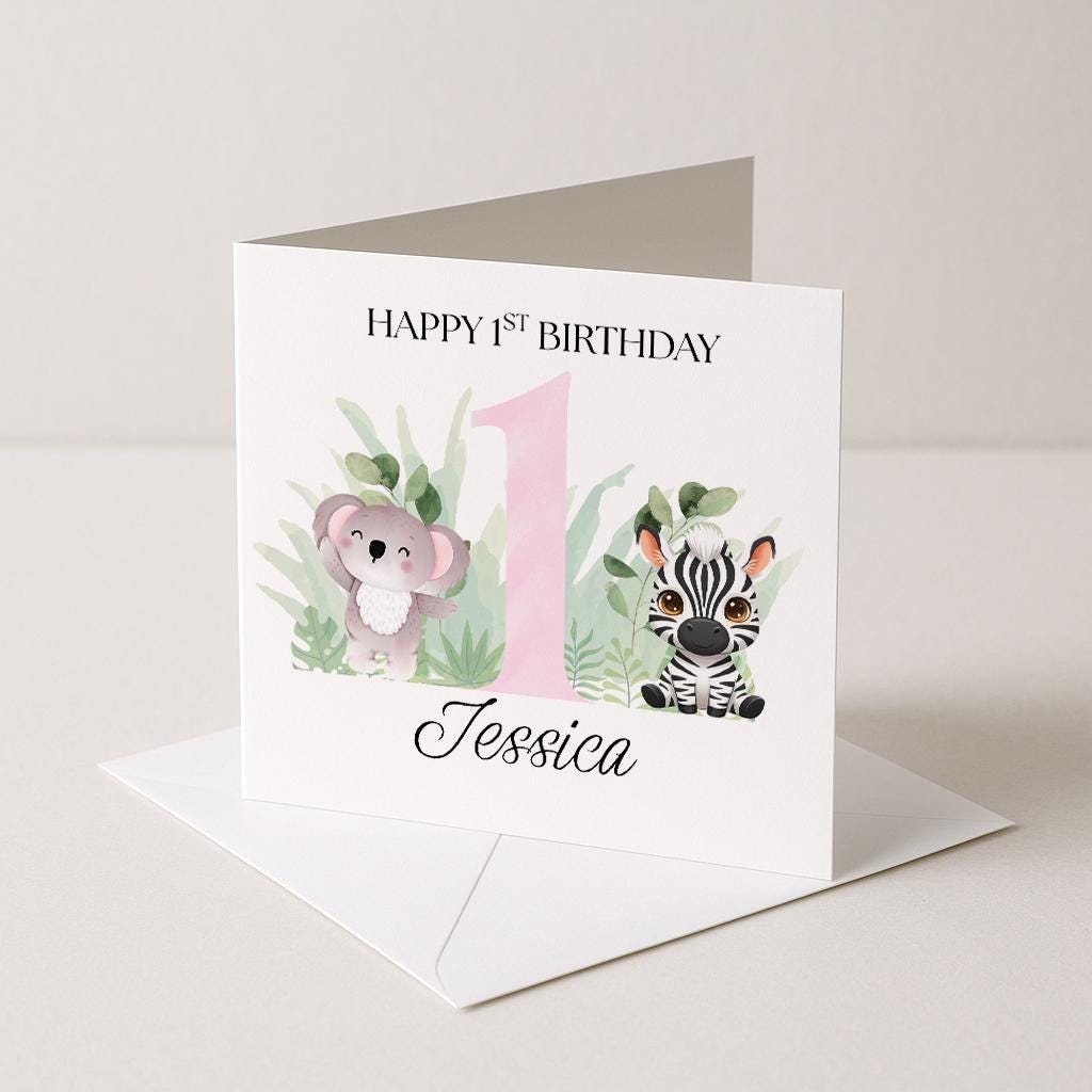 1st Birthday Card personalised, daughter, granddaughter