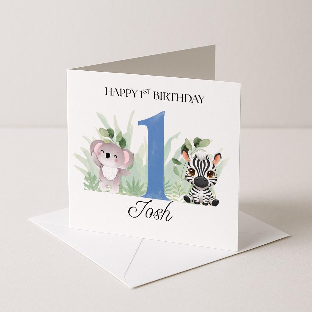 1st Birthday Card personalised, son, grandson