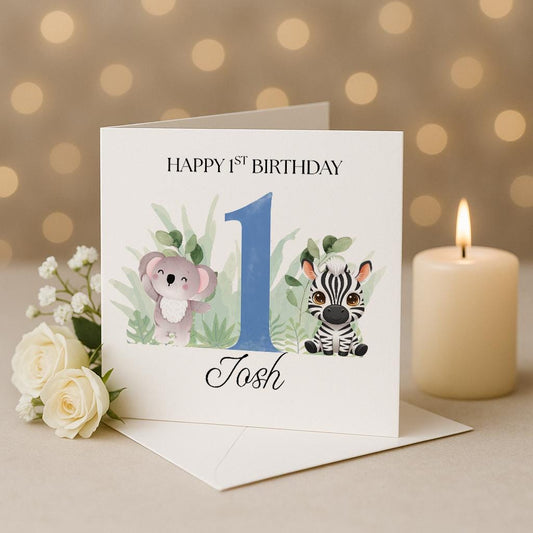 1st Birthday Card personalised, son, grandson