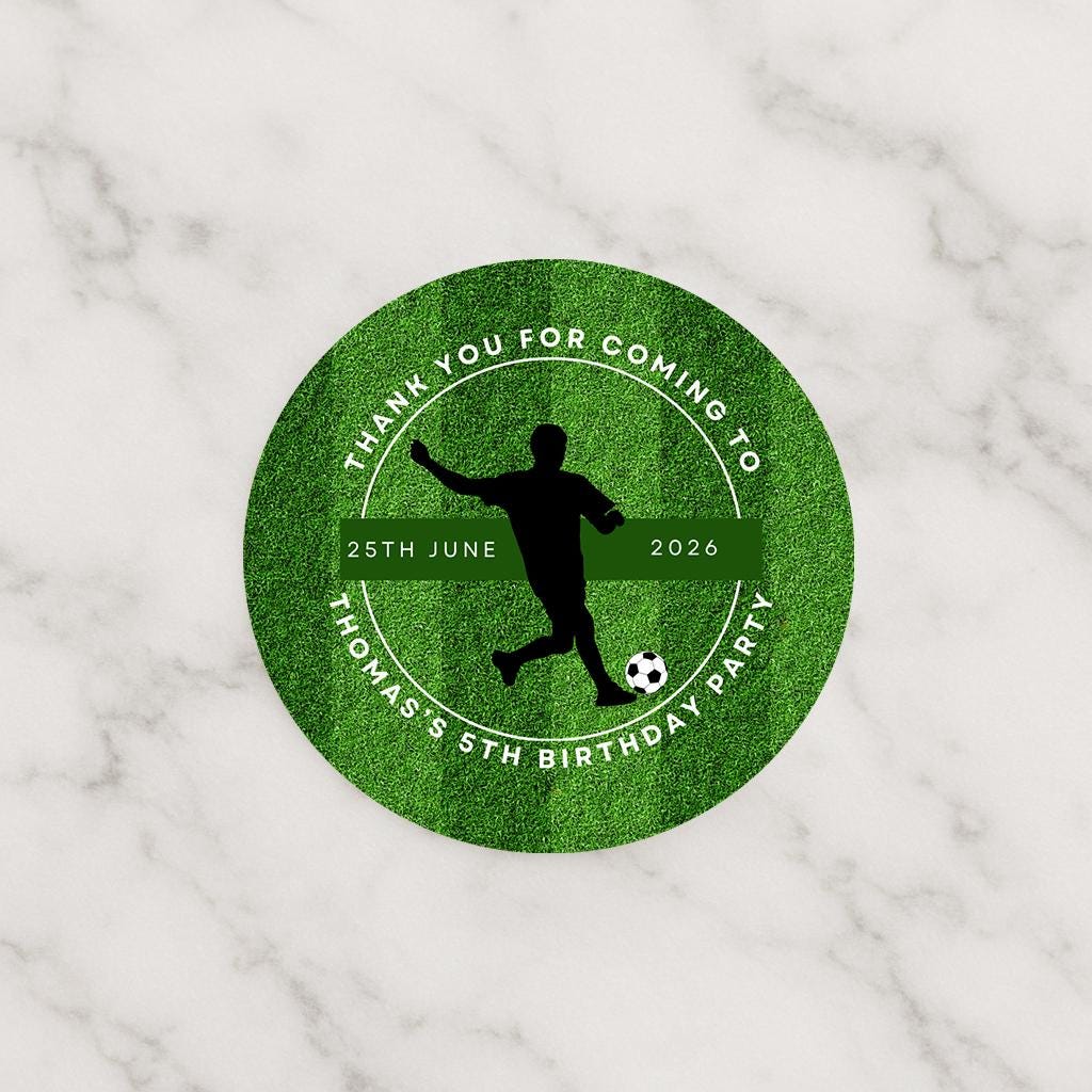 Football children’s party bag stickers, party, thank you stickers, name stickers 5 sizes