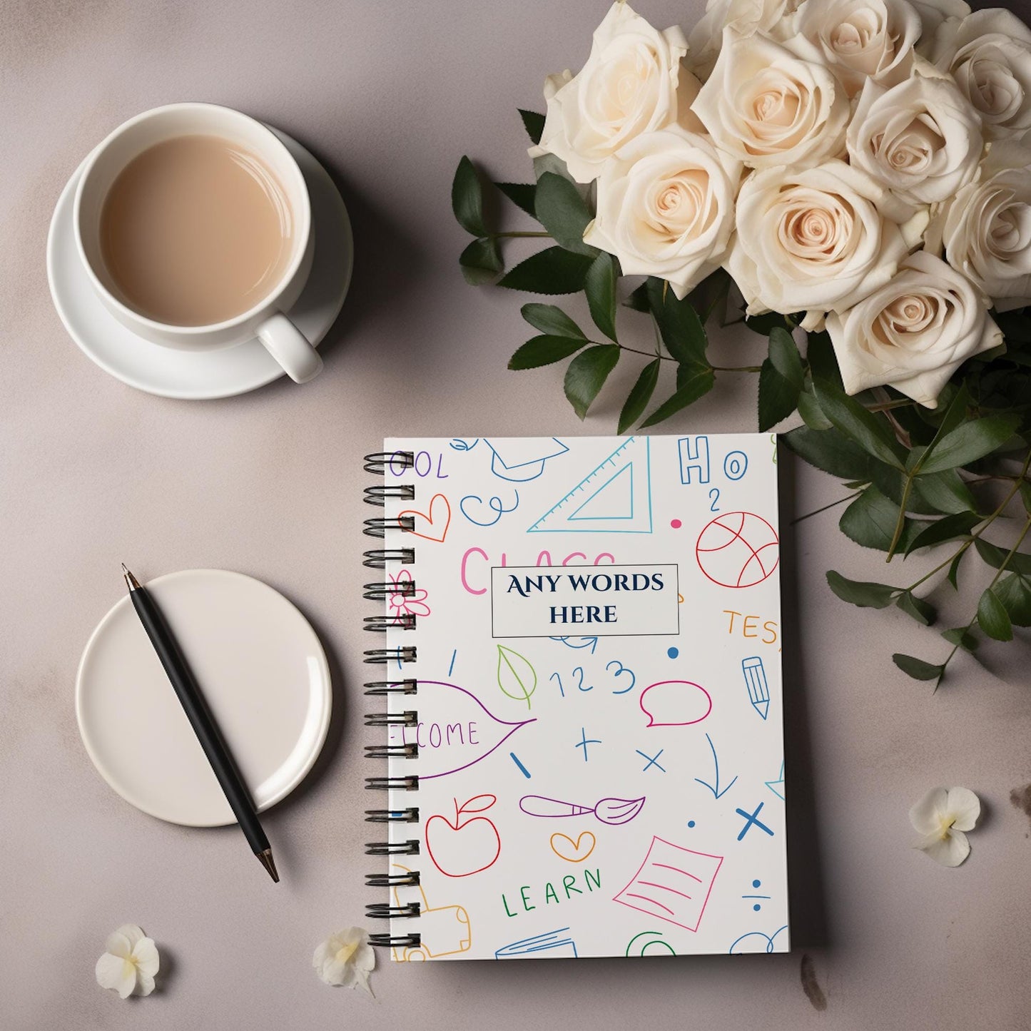 Personalised Notebook,  Notepad Wire bound Soft backed, Teachers Notebook,