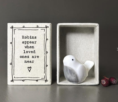 Robin  Figurine, Ceramic Keepsake Gift, Minimalist Decor, when loved ones are near