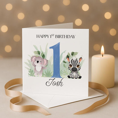 1st Birthday Card personalised, son, grandson