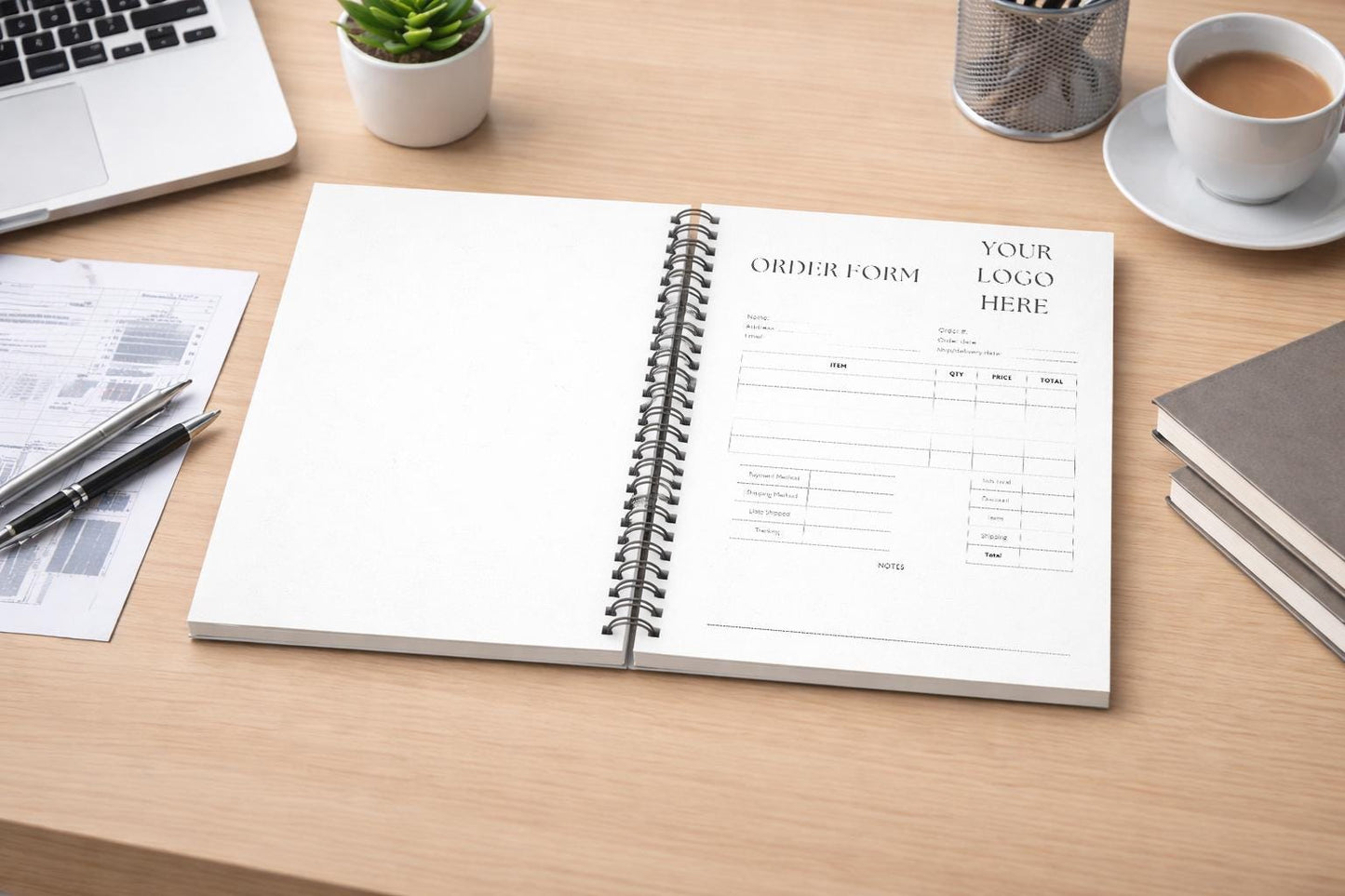 Personalised logo order book, A4 or A5, Spiral book