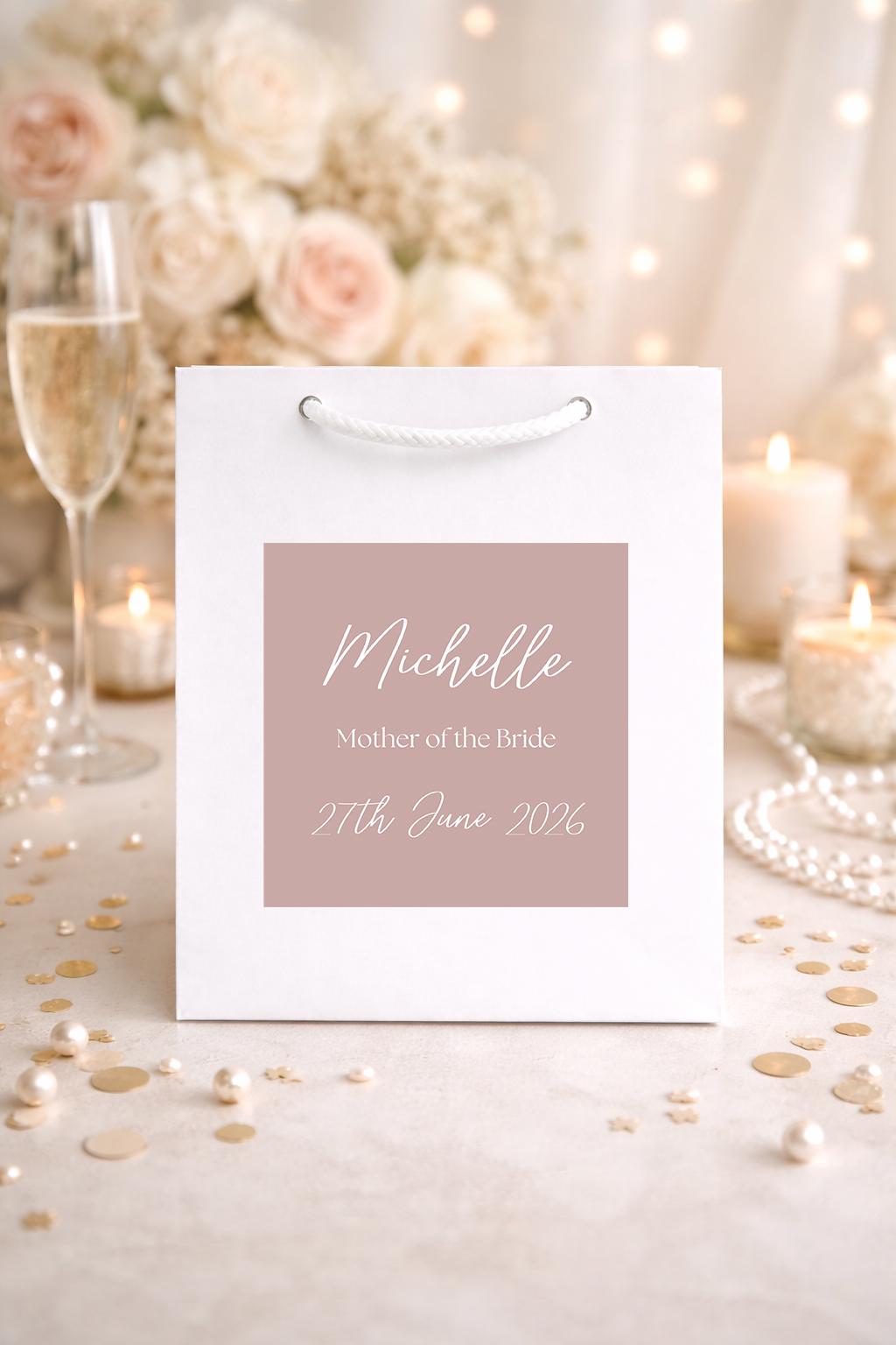 Personalised Bridesmaid Gift Bag – Wedding Gift Bag & Bridal Party Gift Bags with Custom Gift Bag Sticker for Maid of Honour and Flower Girl