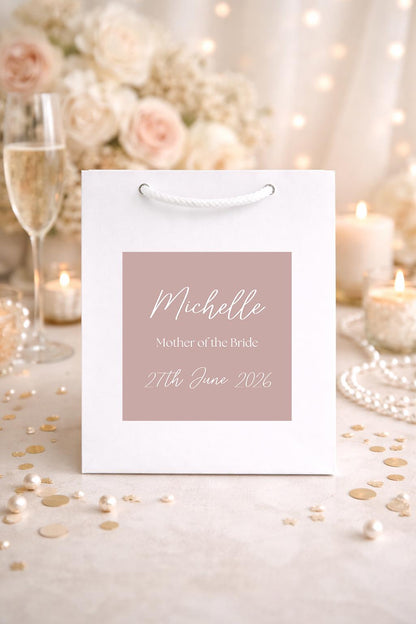 Personalised Bridesmaid Gift Bag – Wedding Gift Bag & Bridal Party Gift Bags with Custom Gift Bag Sticker for Maid of Honour and Flower Girl
