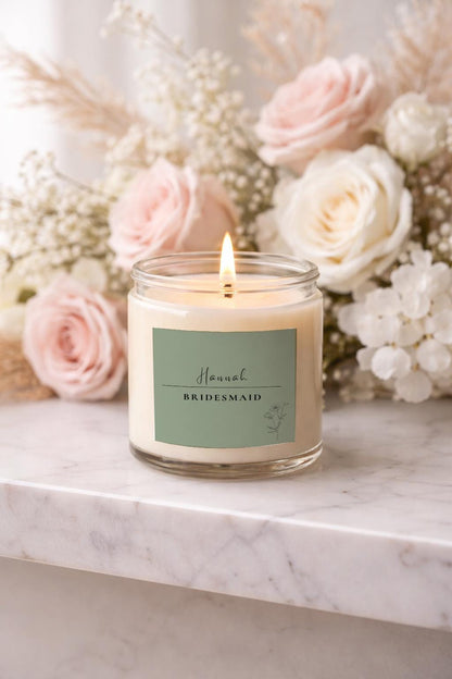 Personalised Bridesmaid Candle Sticker, Sage Wedding Proposal Label