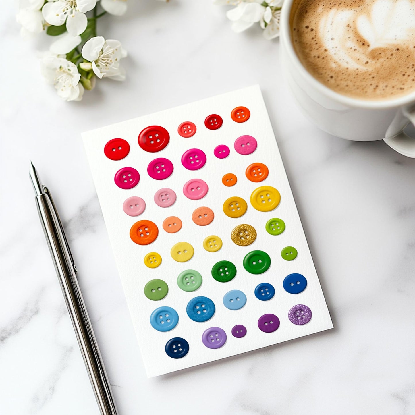 Button Sticker Sheet, Bunch of Buttons, Junk Journal Sticker label