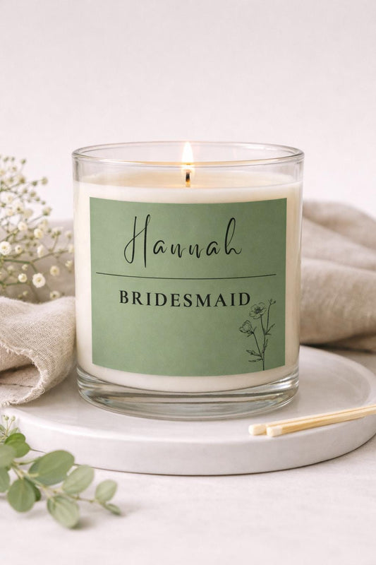 Personalised Bridesmaid Candle Sticker, Sage Wedding Proposal Label