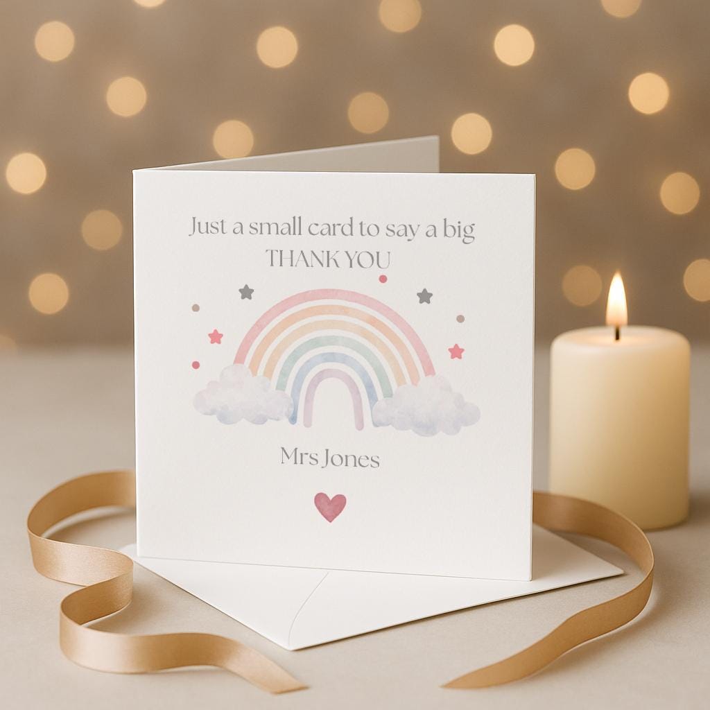 Thank you teachers card, Big thank you greetings card, personalised card