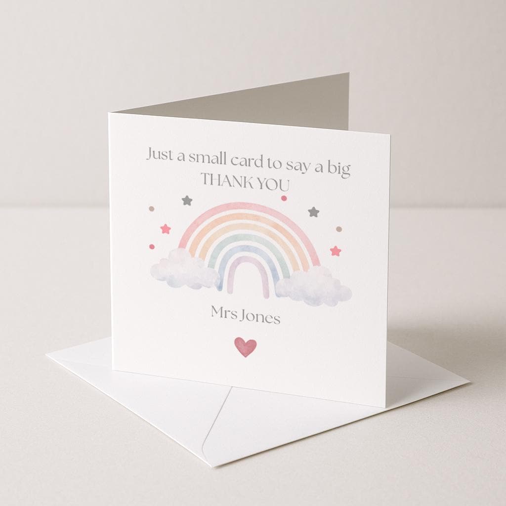 Thank you teachers card, Big thank you greetings card, personalised card