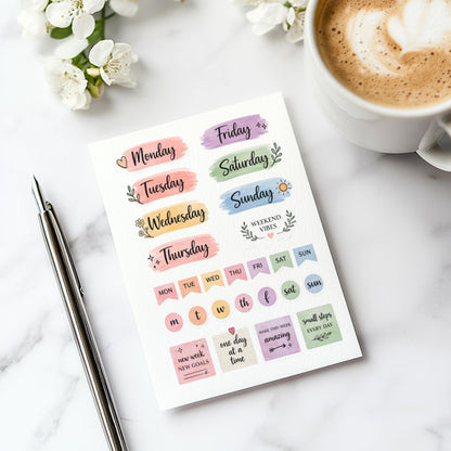 Days of the Week Oval Stickers, Planner Labels for Journals, Matt or Gloss Paper