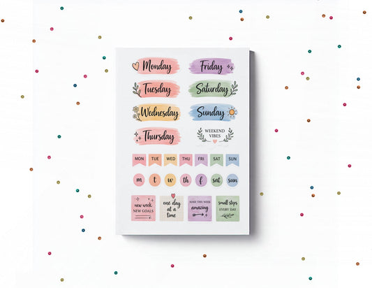 Days of the Week Oval Stickers, Planner Labels for Journals, Matt or Gloss Paper