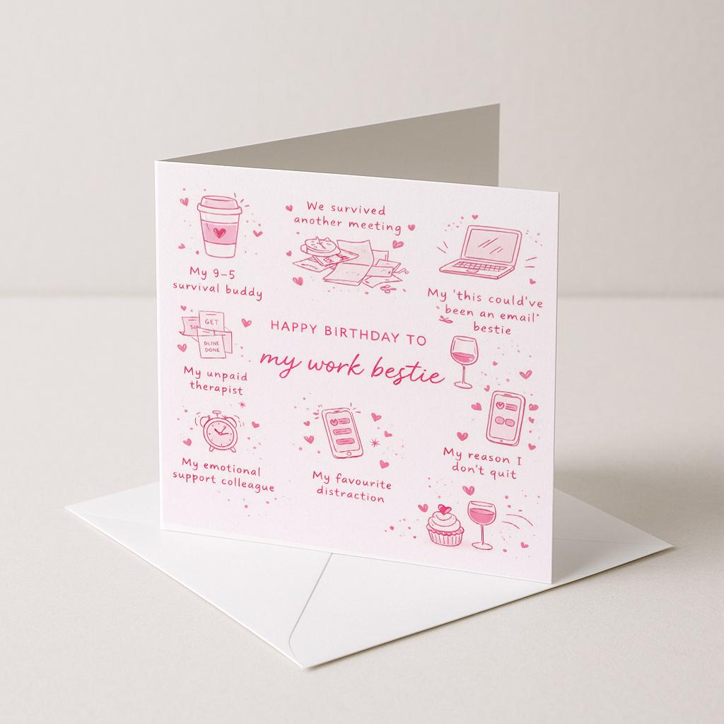 Work Bestie birthday card, Colleague, Co-Worker, Funny Card, Birthday Card, New Job Leaving Card, Personalised Card