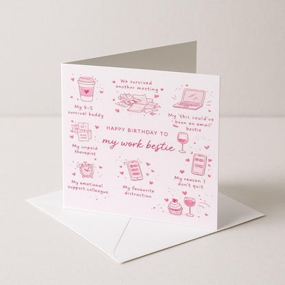 Work Bestie birthday card, Colleague, Co-Worker, Funny Card, Birthday Card, New Job Leaving Card, Personalised Card