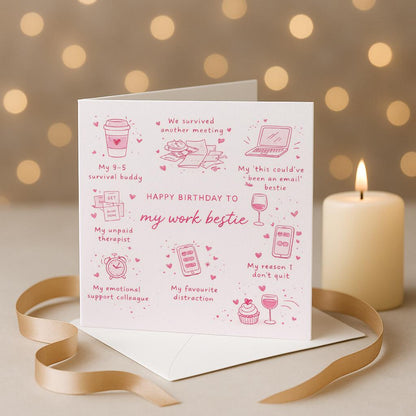 Work Bestie birthday card, Colleague, Co-Worker, Funny Card, Birthday Card, New Job Leaving Card, Personalised Card