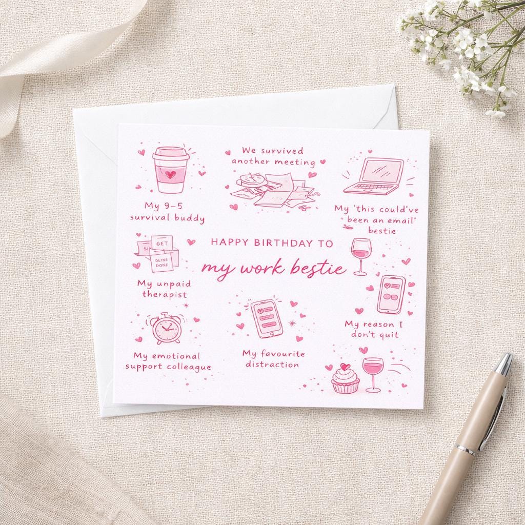 Work Bestie birthday card, Colleague, Co-Worker, Funny Card, Birthday Card, New Job Leaving Card, Personalised Card