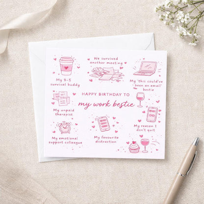 Work Bestie birthday card, Colleague, Co-Worker, Funny Card, Birthday Card, New Job Leaving Card, Personalised Card