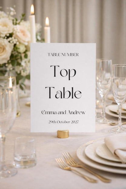 Wedding Table Numbers A5, Elegant Wedding Table Signs, Personalised Table Name Cards, Wedding Reception Decor, Classic Wedding Signage