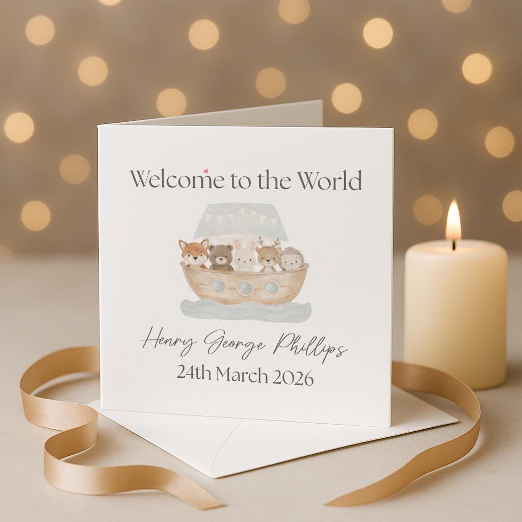 Personalised New Baby Card, Boat Design, Congratulations New Parents