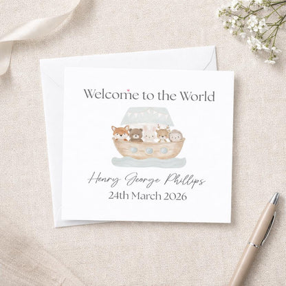 Personalised New Baby Card, Boat Design, Congratulations New Parents