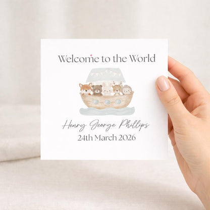 Personalised New Baby Card, Boat Design, Congratulations New Parents